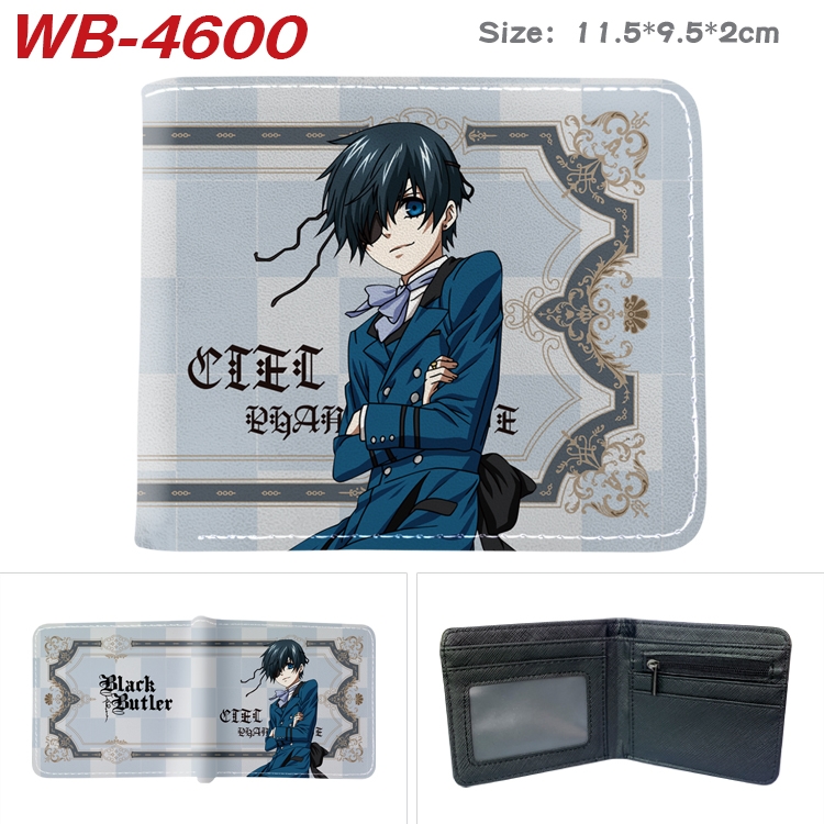 Kuroshitsuji Animation color PU leather half fold wallet 11.5X9X2CM  WB-4600A