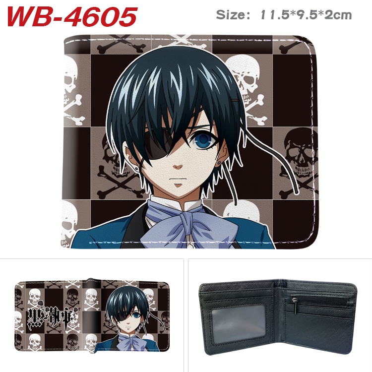 Kuroshitsuji Animation color PU leather half fold wallet 11.5X9X2CM WB-4605A