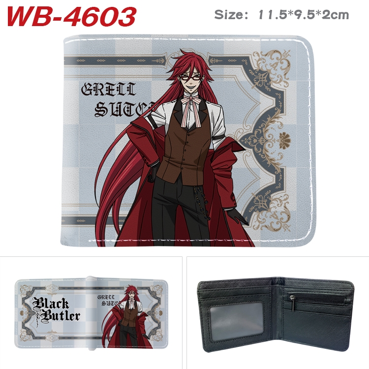Kuroshitsuji Animation color PU leather half fold wallet 11.5X9X2CM WB-4603A