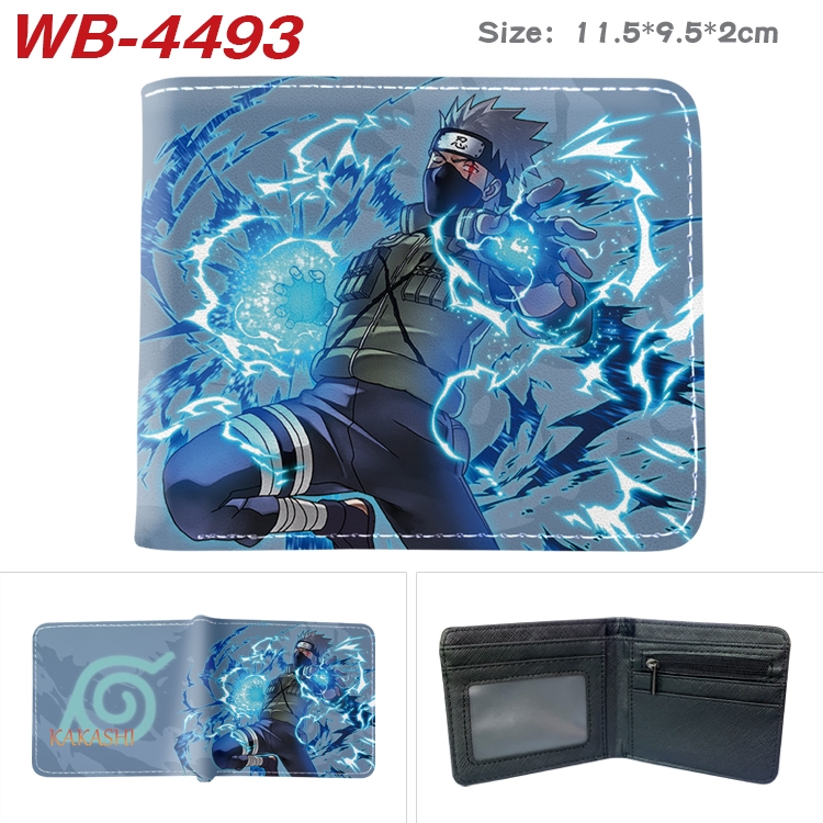 Naruto Animation color PU leather half fold wallet 11.5X9X2CM WB-4493A