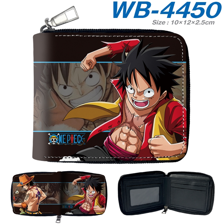 One Piece Anime full-color short full zip two fold wallet 10x12x2.5cm WB-4450A