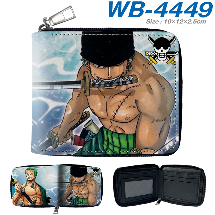 One Piece Anime full-color short full zip two fold wallet 10x12x2.5cm WB-4449A