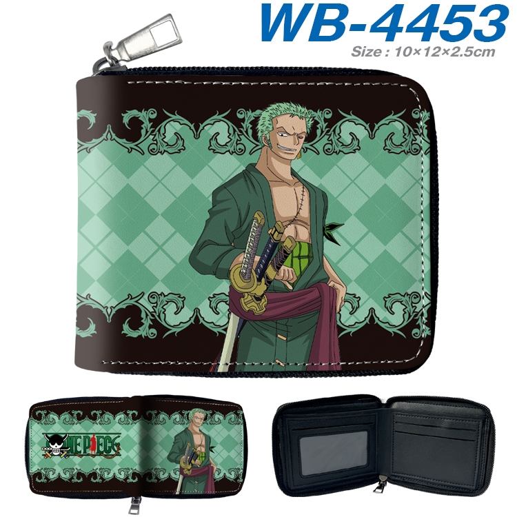One Piece Anime full-color short full zip two fold wallet 10x12x2.5cm WB-4453A