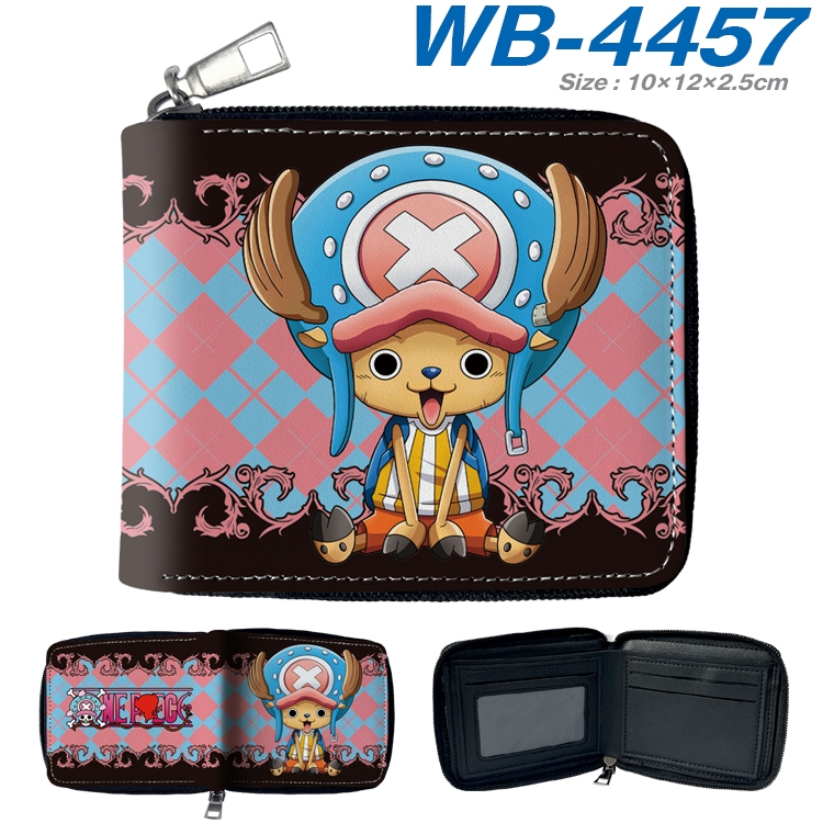 One Piece Anime full-color short full zip two fold wallet 10x12x2.5cm WB-4457A