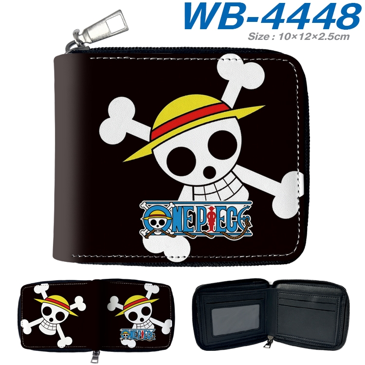 One Piece Anime full-color short full zip two fold wallet 10x12x2.5cm  WB-4448A