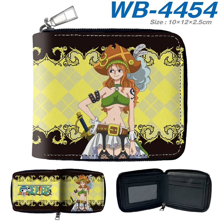 One Piece Anime full-color short full zip two fold wallet 10x12x2.5cm WB-4454A