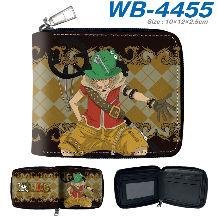 One Piece Anime full-color short full zip two fold wallet 10x12x2.5cm  WB-4455A