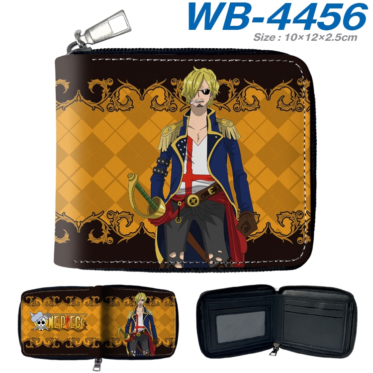 One Piece Anime full-color short full zip two fold wallet 10x12x2.5cm WB-4456A