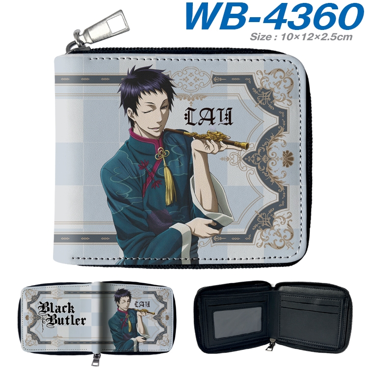 Kuroshitsuji Anime full-color short full zip two fold wallet 10x12x2.5cm WB-4360A