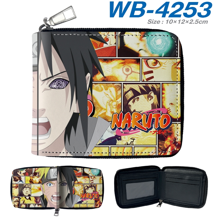 Naruto Anime full-color short full zip two fold wallet 10x12x2.5cm WB-4253A