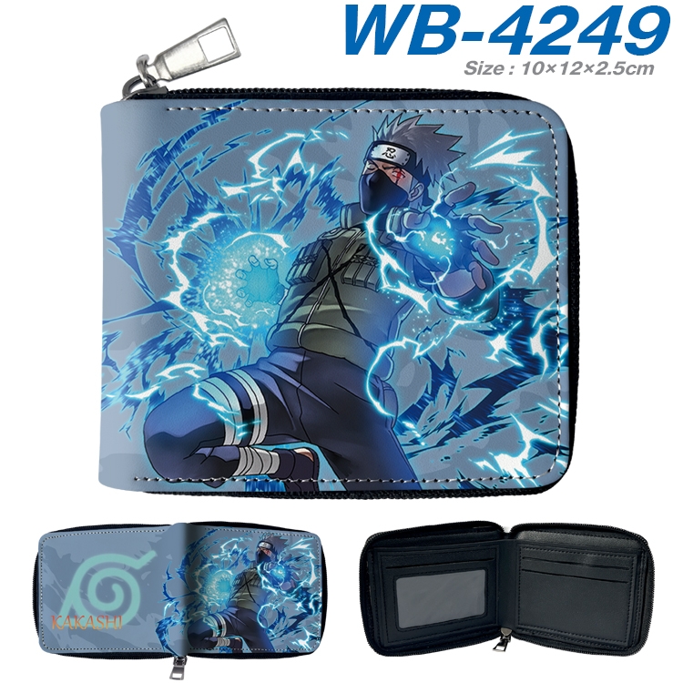 Naruto Anime full-color short full zip two fold wallet 10x12x2.5cm WB-4249A