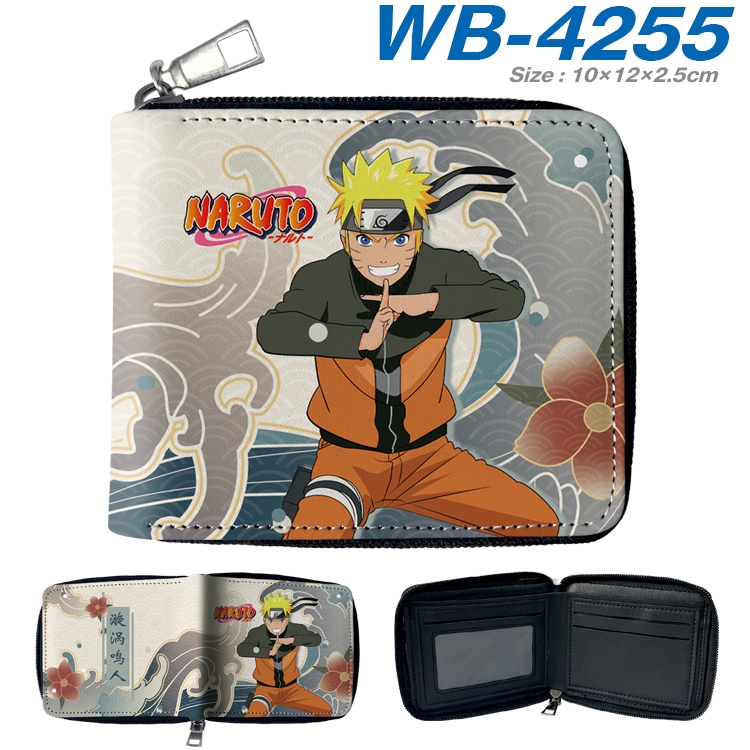 Naruto Anime full-color short full zip two fold wallet 10x12x2.5cm WB-4255A