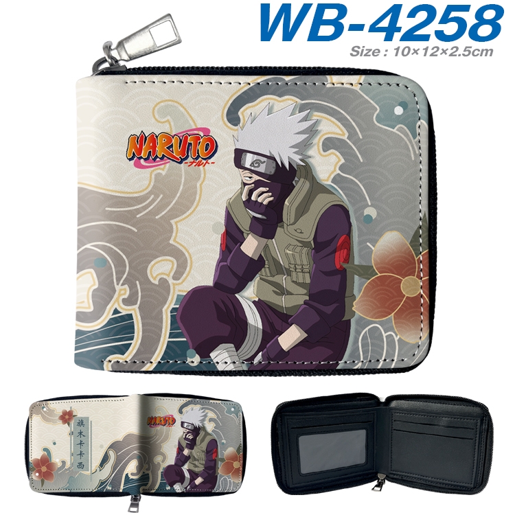 Naruto Anime full-color short full zip two fold wallet 10x12x2.5cm WB-4258A