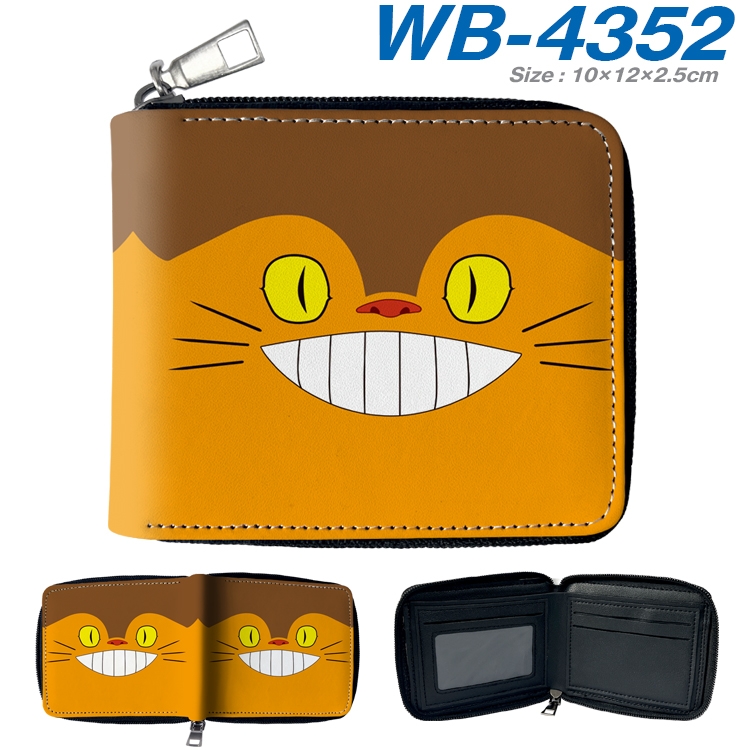 TOTORO Anime full-color short full zip two fold wallet 10x12x2.5cm WB-4352A