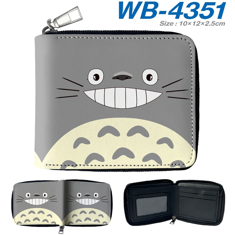 TOTORO Anime full-color short full zip two fold wallet 10x12x2.5cm WB-4351A