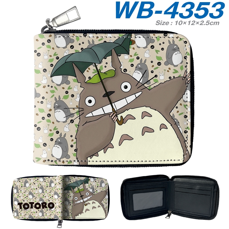 TOTORO Anime full-color short full zip two fold wallet 10x12x2.5cm WB-4353A