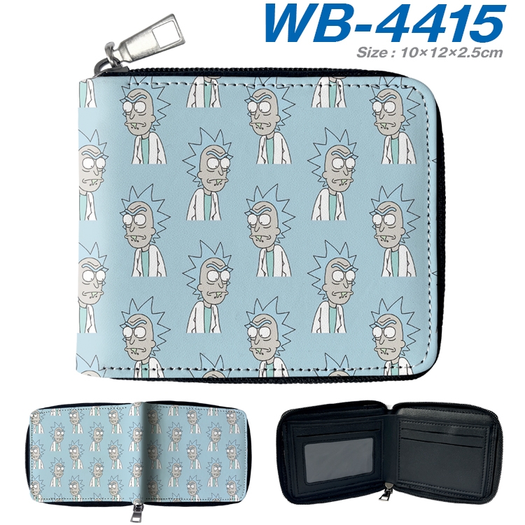 Rick and Morty Anime full-color short full zip two fold wallet 10x12x2.5cm  WB-4415A