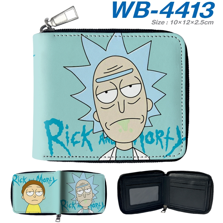 Rick and Morty Anime full-color short full zip two fold wallet 10x12x2.5cm WB-4413A