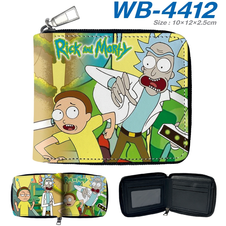 Rick and Morty Anime full-color short full zip two fold wallet 10x12x2.5cm WB-4412A