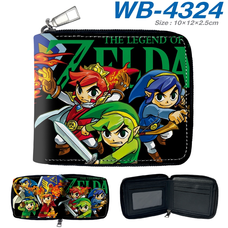 The Legend of Zelda Anime full-color short full zip two fold wallet 10x12x2.5cm WB-4324A