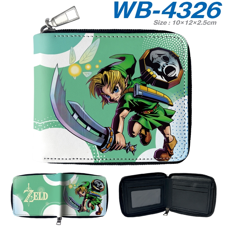 The Legend of Zelda Anime full-color short full zip two fold wallet 10x12x2.5cm WB-4326A