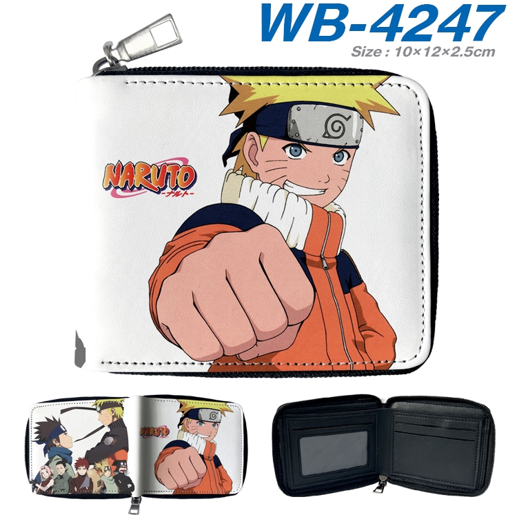 Naruto Anime full-color short full zip two fold wallet 10x12x2.5cm WB-4247A