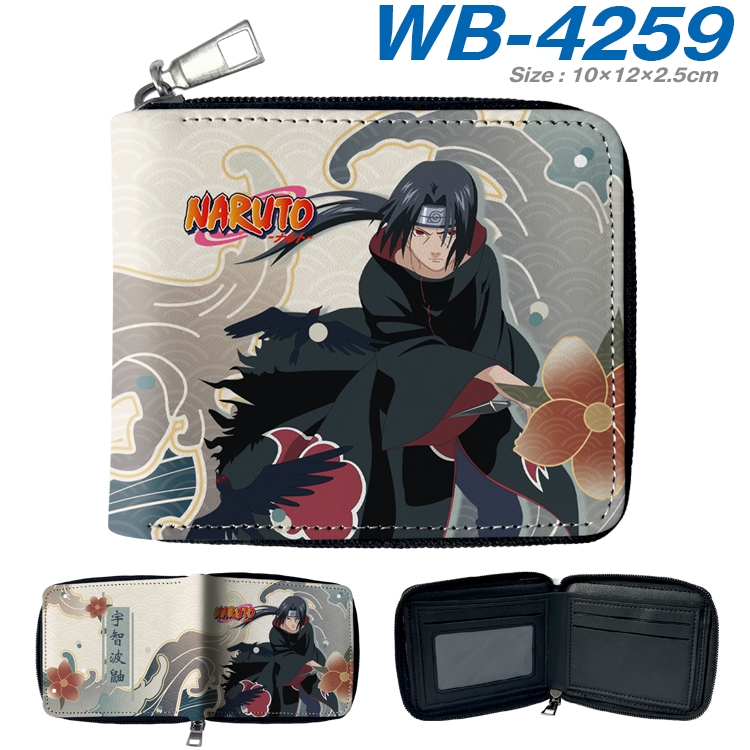 Naruto Anime full-color short full zip two fold wallet 10x12x2.5cm WB-4259A