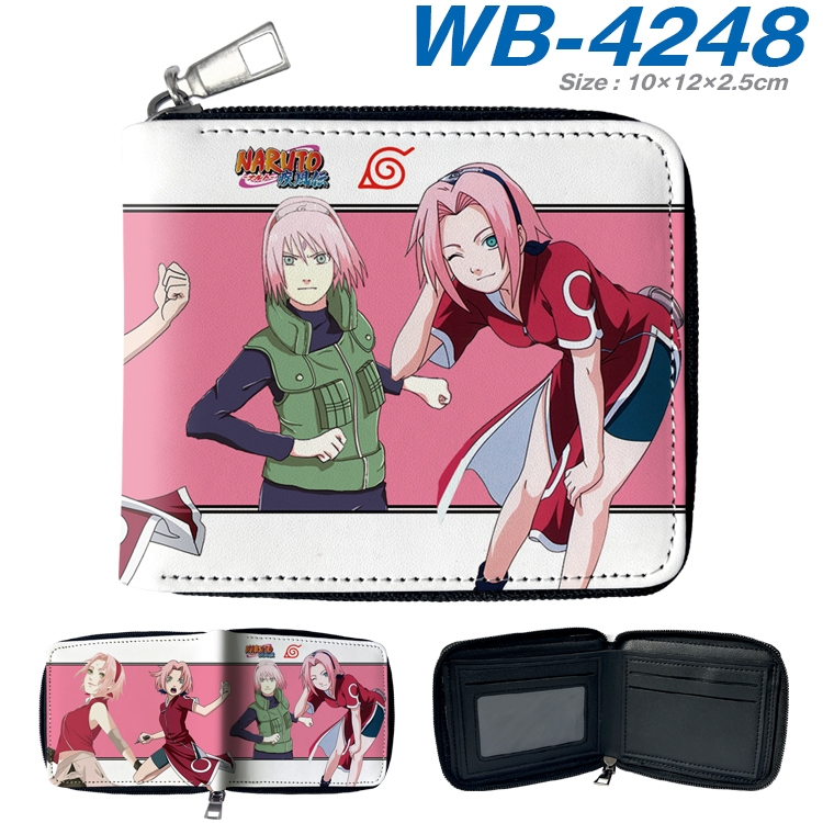 Naruto Anime full-color short full zip two fold wallet 10x12x2.5cm WB-4248A