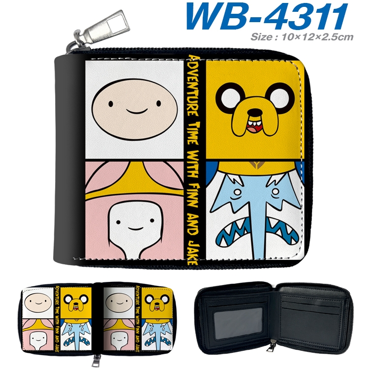Adventure Time with Anime full-color short full zip two fold wallet 10x12x2.5cm WB-4311A