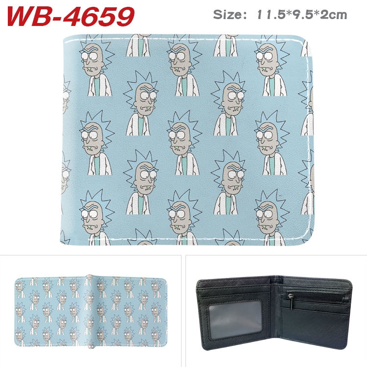 Rick and Morty Animation color PU leather half fold wallet 11.5X9X2CM WB-4659A