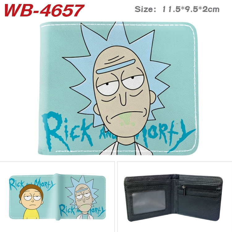 Rick and Morty Animation color PU leather half fold wallet 11.5X9X2CM WB-4657A