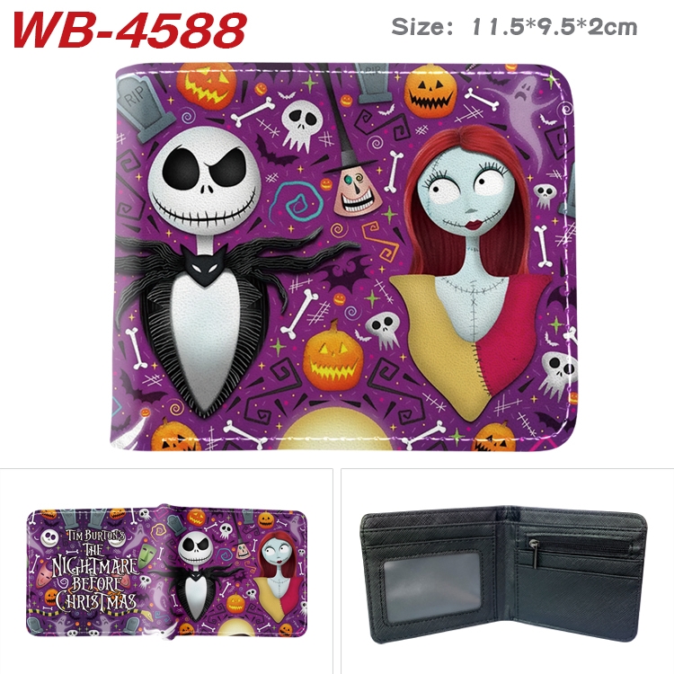 The Nightmare Before Christmas Animation color PU leather half fold wallet 11.5X9X2CM WB-4588A