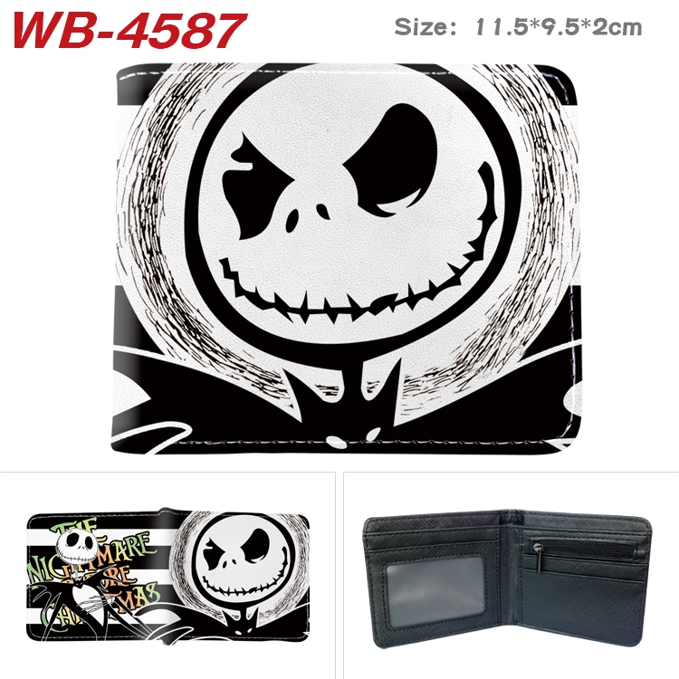 The Nightmare Before Christmas Animation color PU leather half fold wallet 11.5X9X2CM WB-4587A