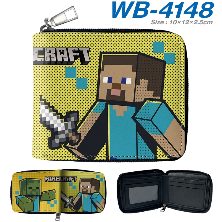 Minecraft Anime full-color short full zip two fold wallet 10x12x2.5cm WB-4148