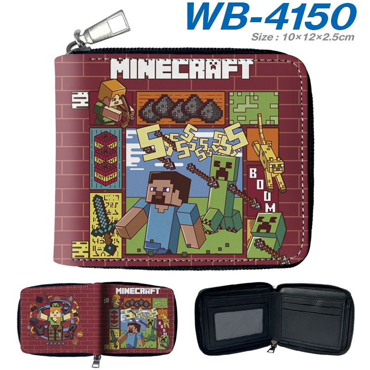 Minecraft Anime full-color short full zip two fold wallet 10x12x2.5cm WB-4150