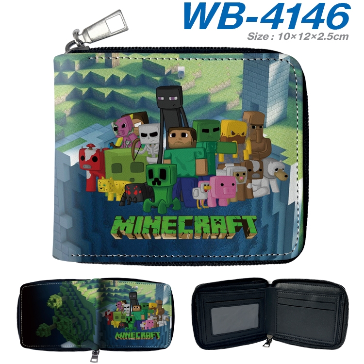 Minecraft Anime full-color short full zip two fold wallet 10x12x2.5cm WB-4146