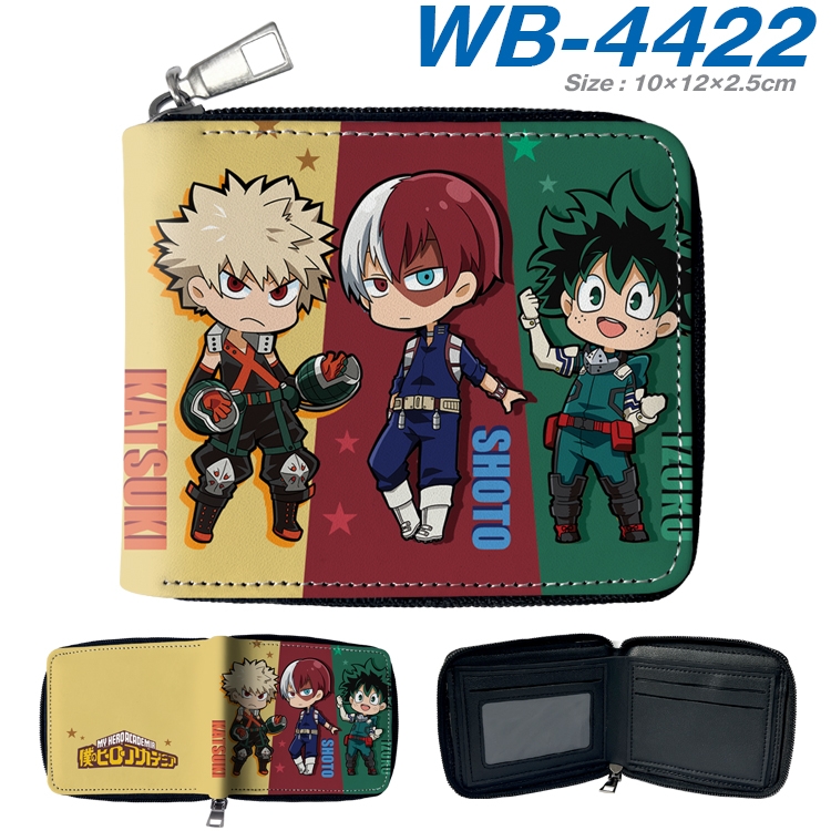 My Hero Academia Anime full-color short full zip two fold wallet 10x12x2.5cm WB-4422A