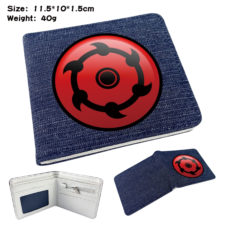 Naruto Anime surrounding denim folding color picture wallet 11.5X10X1.5CM