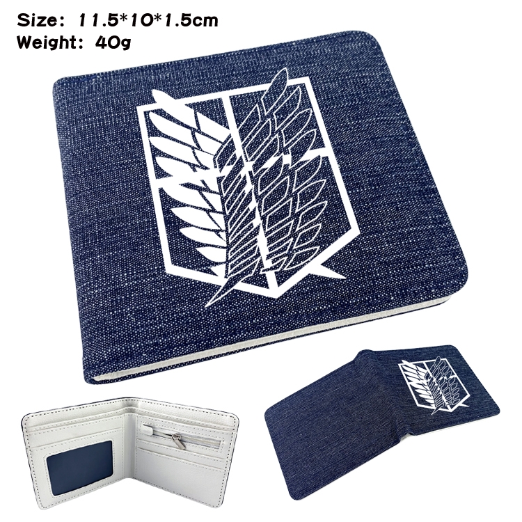 Shingeki no Kyojin Anime surrounding denim folding color picture wallet 11.5X10X1.5CM