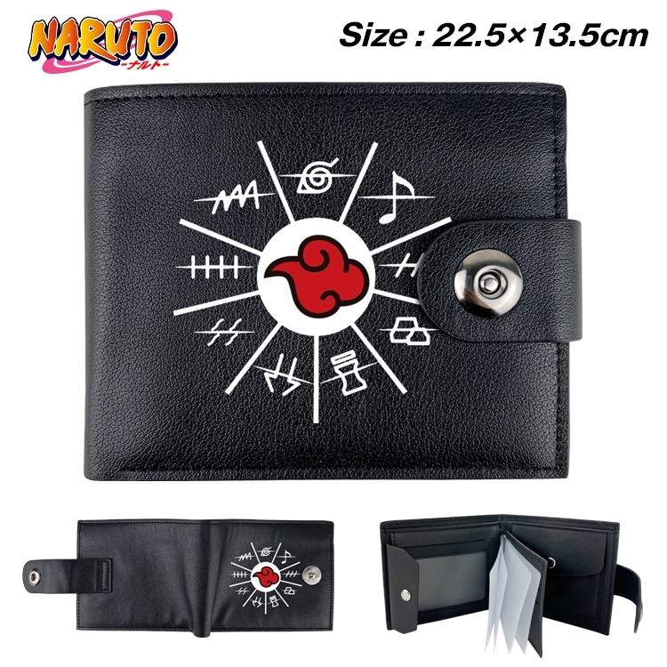 Naruto Animation snap fastener black pickup bag wallet 22.5X13.5CM