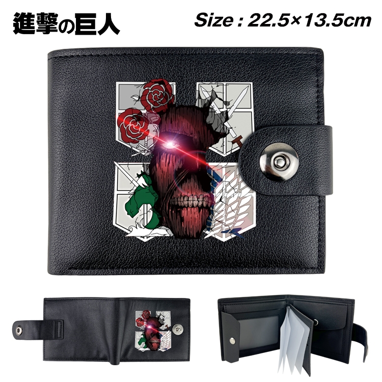 Shingeki no Kyojin Animation snap fastener black pickup bag wallet 22.5X13.5CM