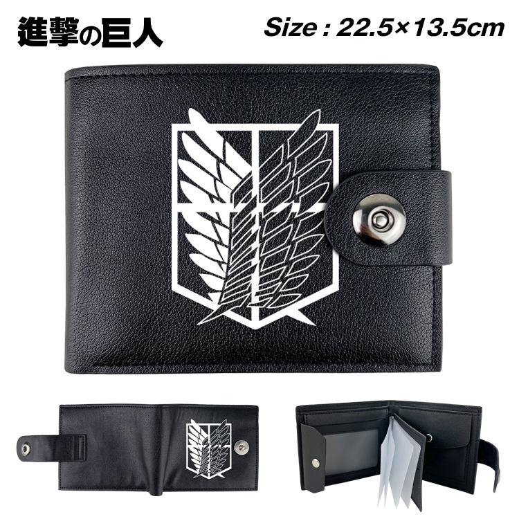 Shingeki no Kyojin Animation snap fastener black pickup bag wallet 22.5X13.5CM