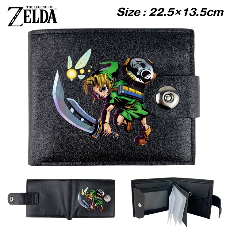 The Legend of Zelda Animation snap fastener black pickup bag wallet 22.5X13.5CM