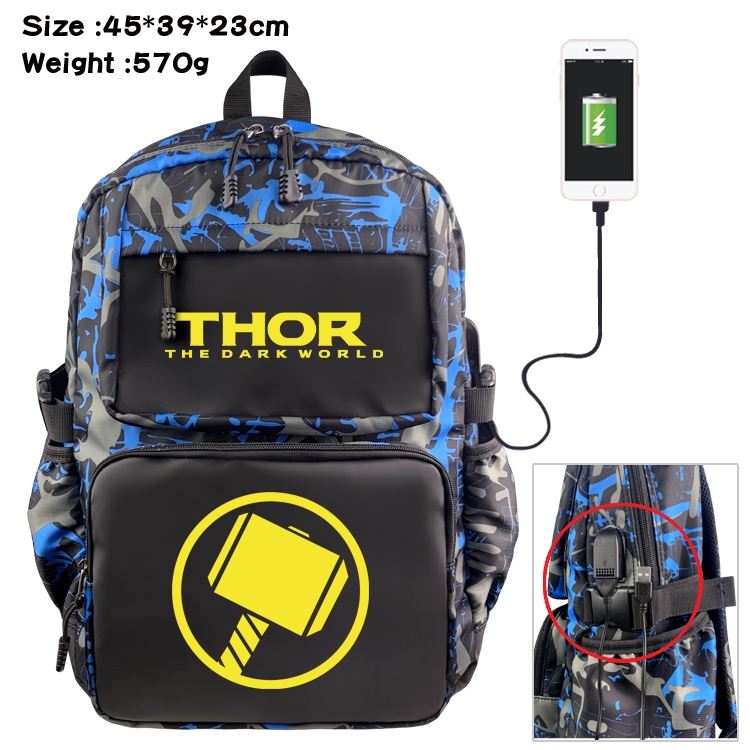 Superhero Movie Anime waterproof nylon camouflage backpack 45X39X23CM