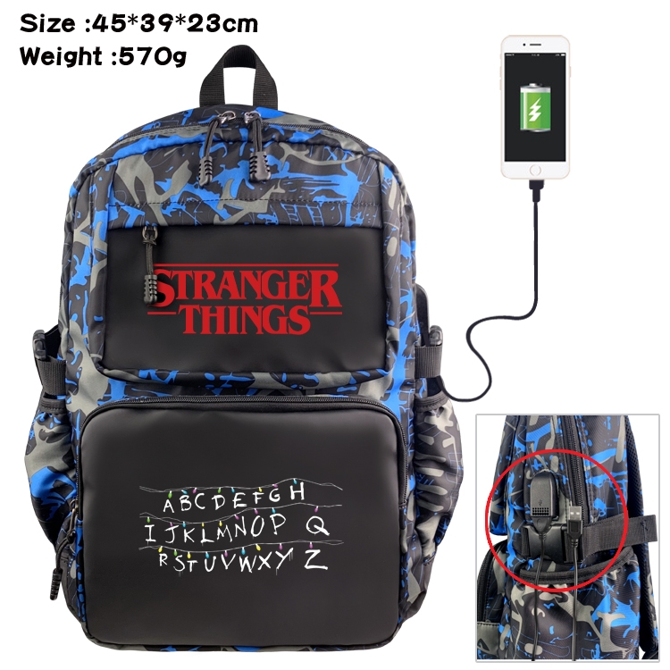 Stranger Things Anime waterproof nylon camouflage backpack 45X39X23CM