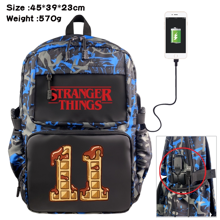 Stranger Things Anime waterproof nylon camouflage backpack 45X39X23CM