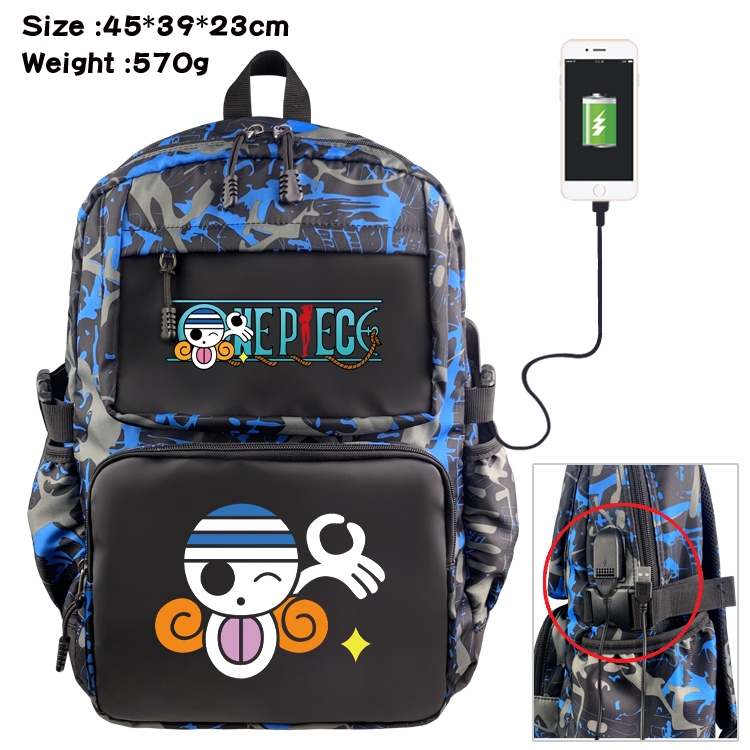 One Piece Anime waterproof nylon camouflage backpack School Bag 45X39X23CM