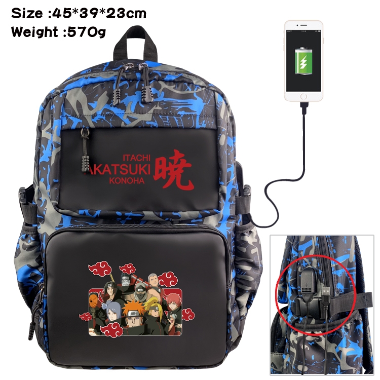 Naruto Anime waterproof nylon camouflage backpack School Bag 45X39X23CM