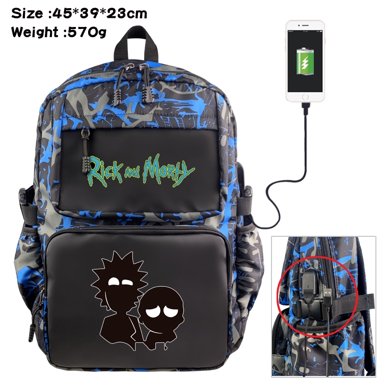 Rick and Morty Anime waterproof nylon camouflage backpack School Bag 45X39X23CM