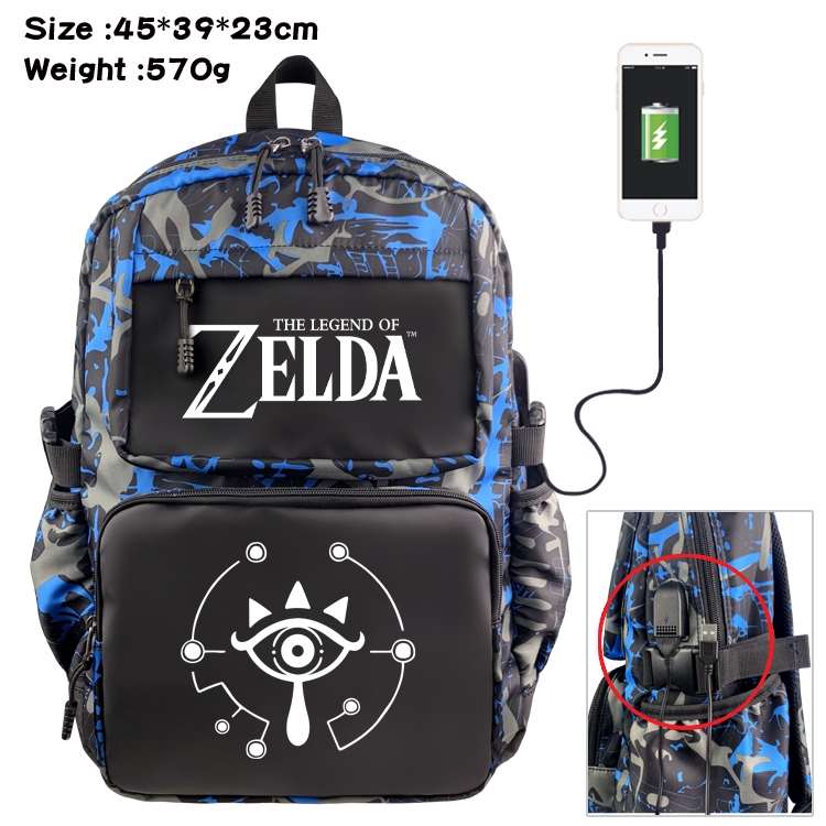 The Legend of Zelda Anime waterproof nylon camouflage backpack School Bag 45X39X23CM